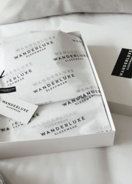 Image of the Wanderluxe Sleepwear $139 Pyjamas Gift Boxwith Wanderluxe logo